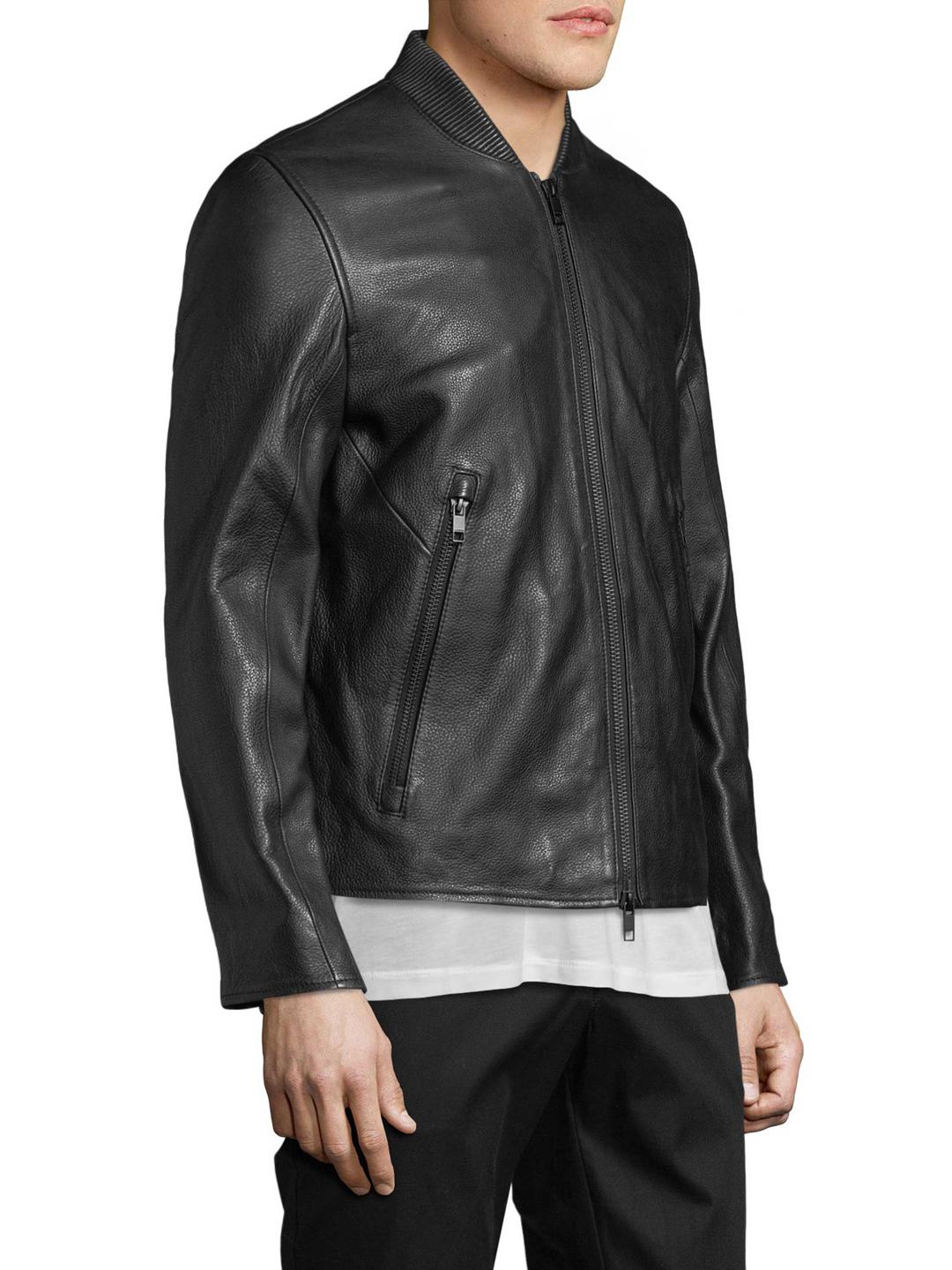 J.Lindeberg Mens Moto Leather Jacket Leather Jacket