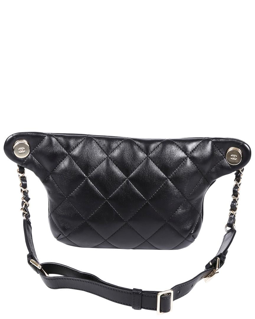 chanel quilted leather handbag black