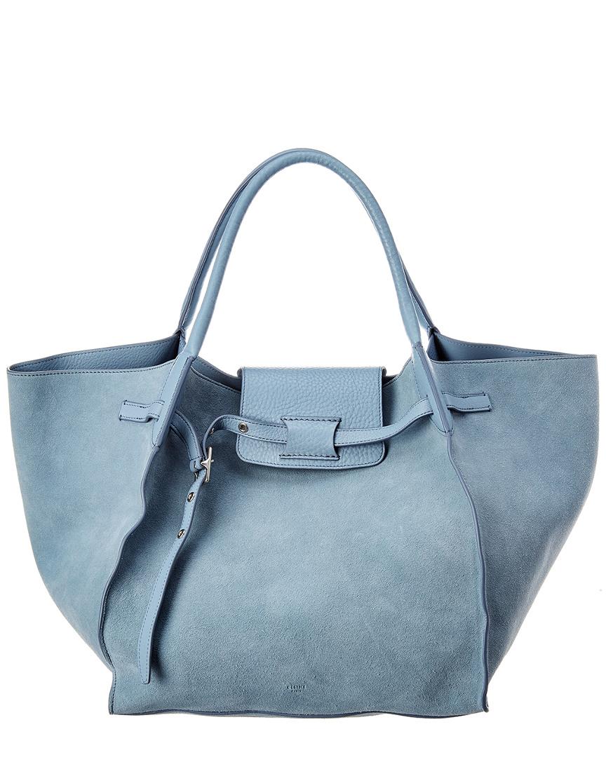 blue suede tote