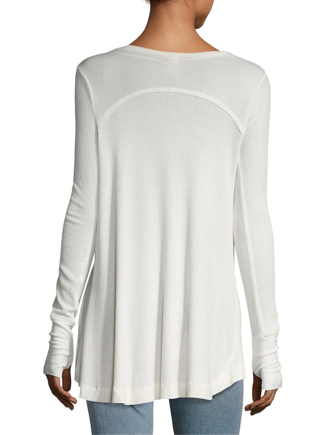 Free People Synthetic Malibu Thermal V Neck Top In Ivory White Lyst