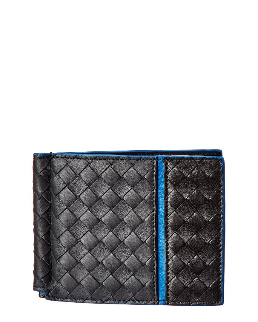Bottega Veneta Intrecciato Leather Money Clip Bifold Wallet in Blue for ...