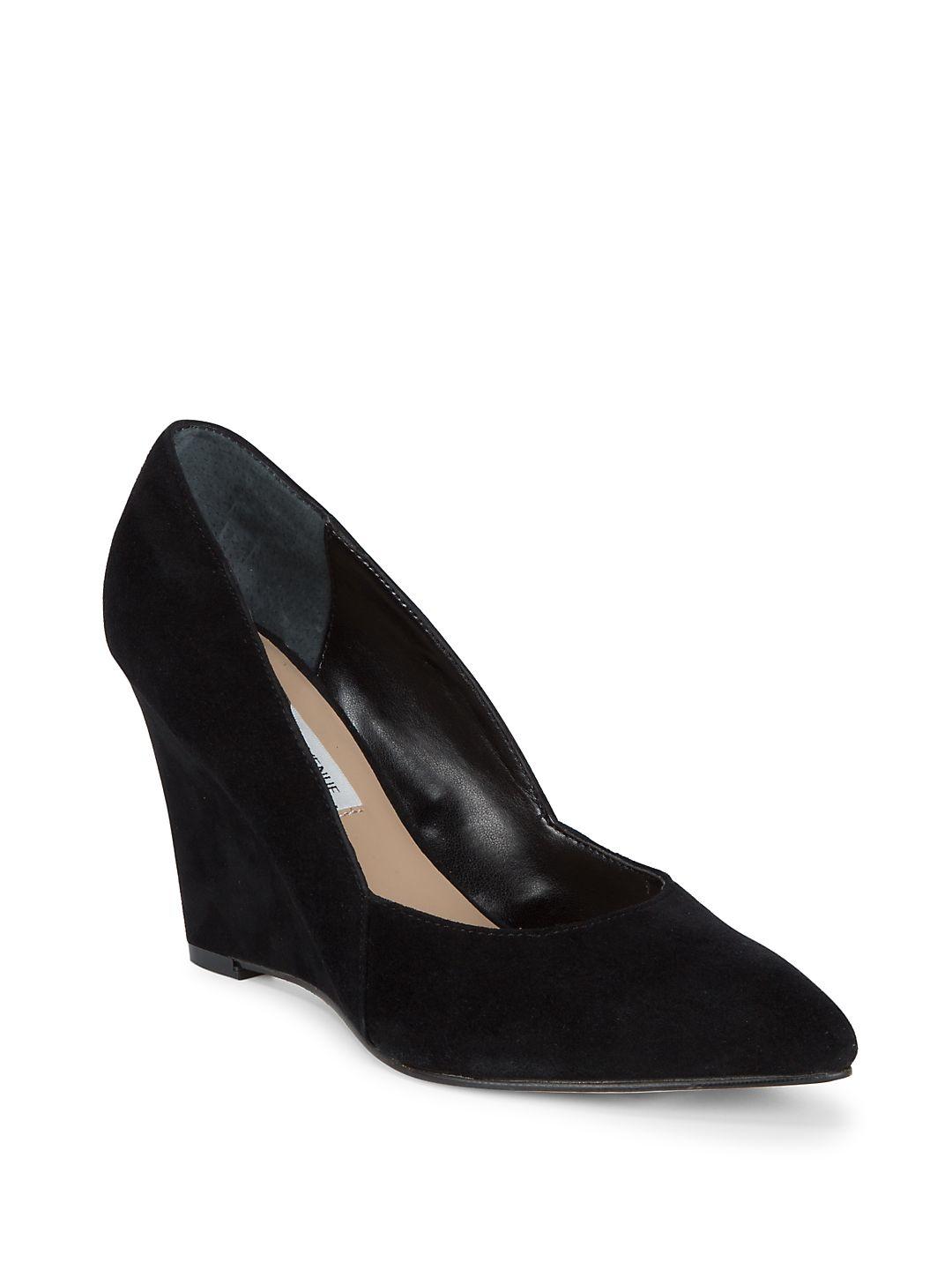 Lyst Saks Fifth Avenue Bree Suede Wedge Pumps in Black