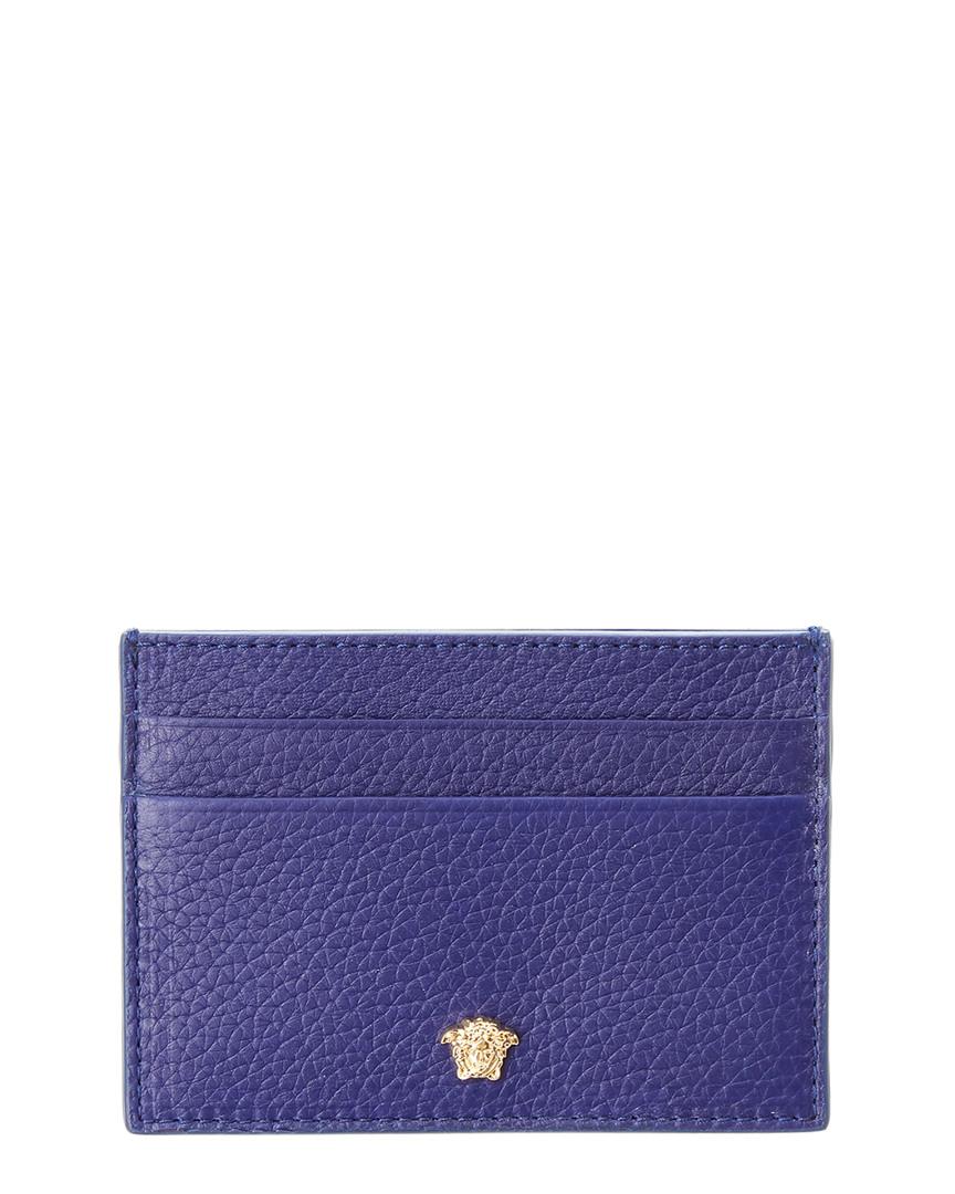 Versace Medusa Leather Card Holder in Blue for Men | Lyst