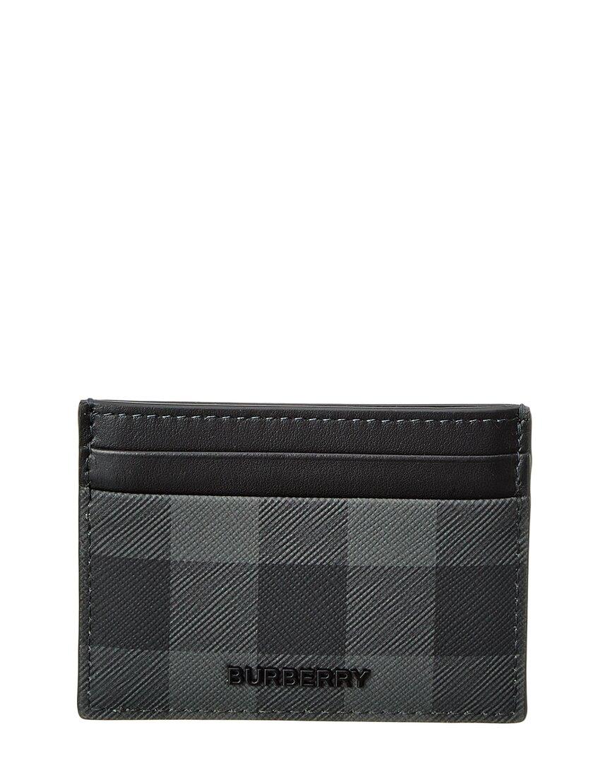 Burberry Black Leather and Check Canvas Izzy Card Holder Burberry