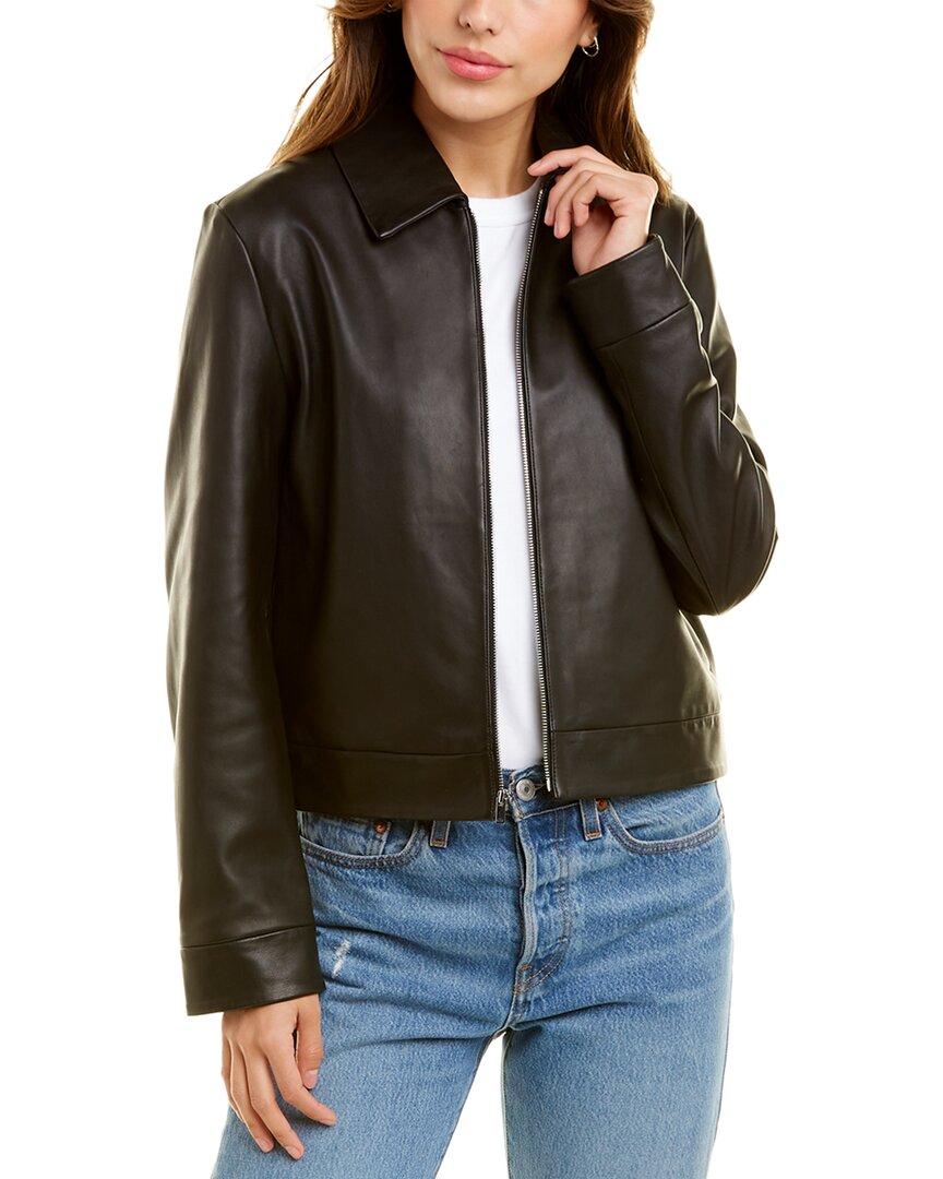 Theory Clean Crop Leather Jacket in Black | Lyst