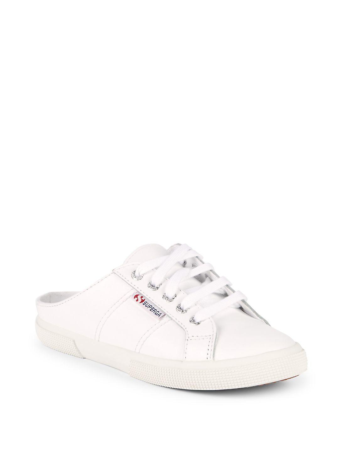 Superga Leather Backless Sneakers in White Lyst