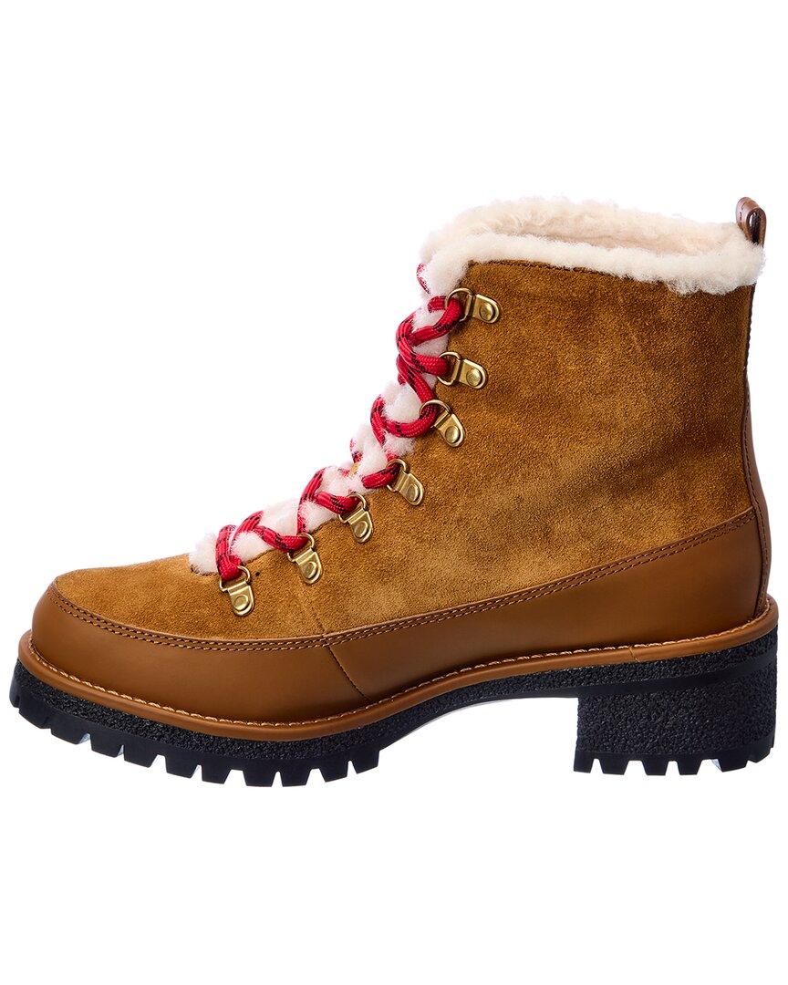 Tory Burch Thea Suede & Shearling Boot in Brown | Lyst