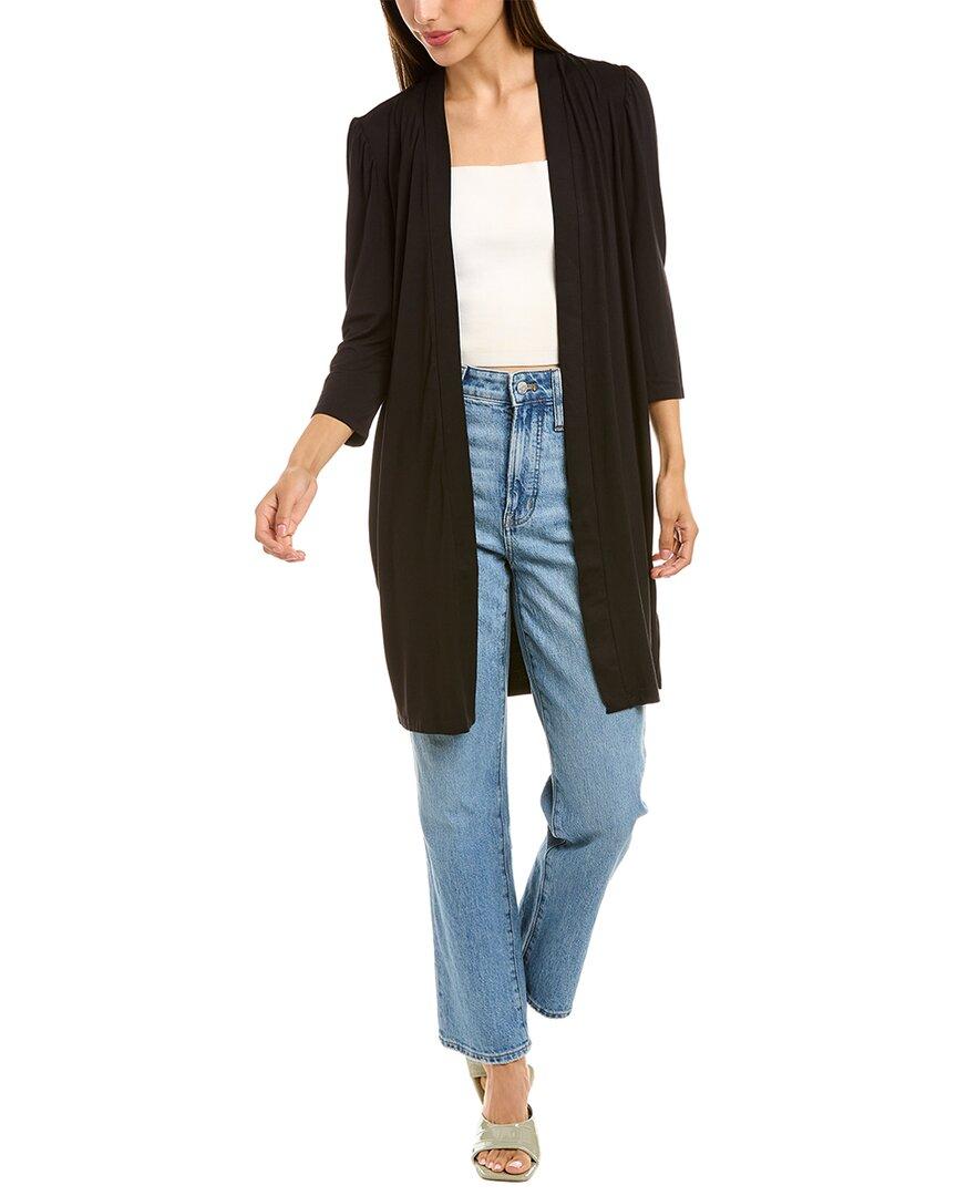 Joan Vass Puff Sleeve Cardigan in Black 