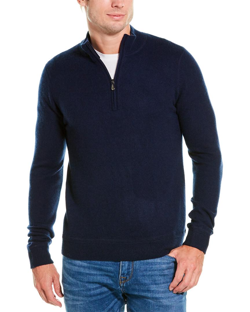 RAFFI Zip Mock Neck Cashmere Sweater in Blue for Men - Lyst
