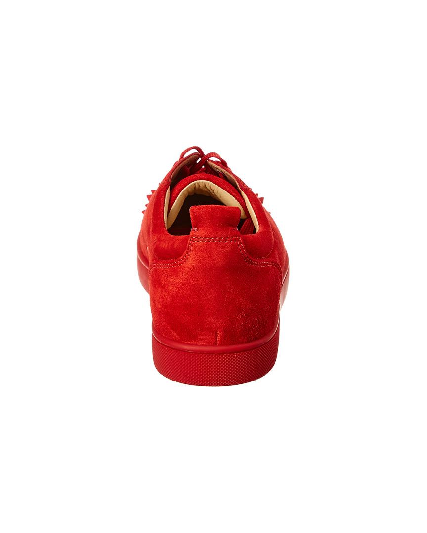 Christian Louboutin Red Suede Louis Junior Spikes Sneakers for Men - Lyst