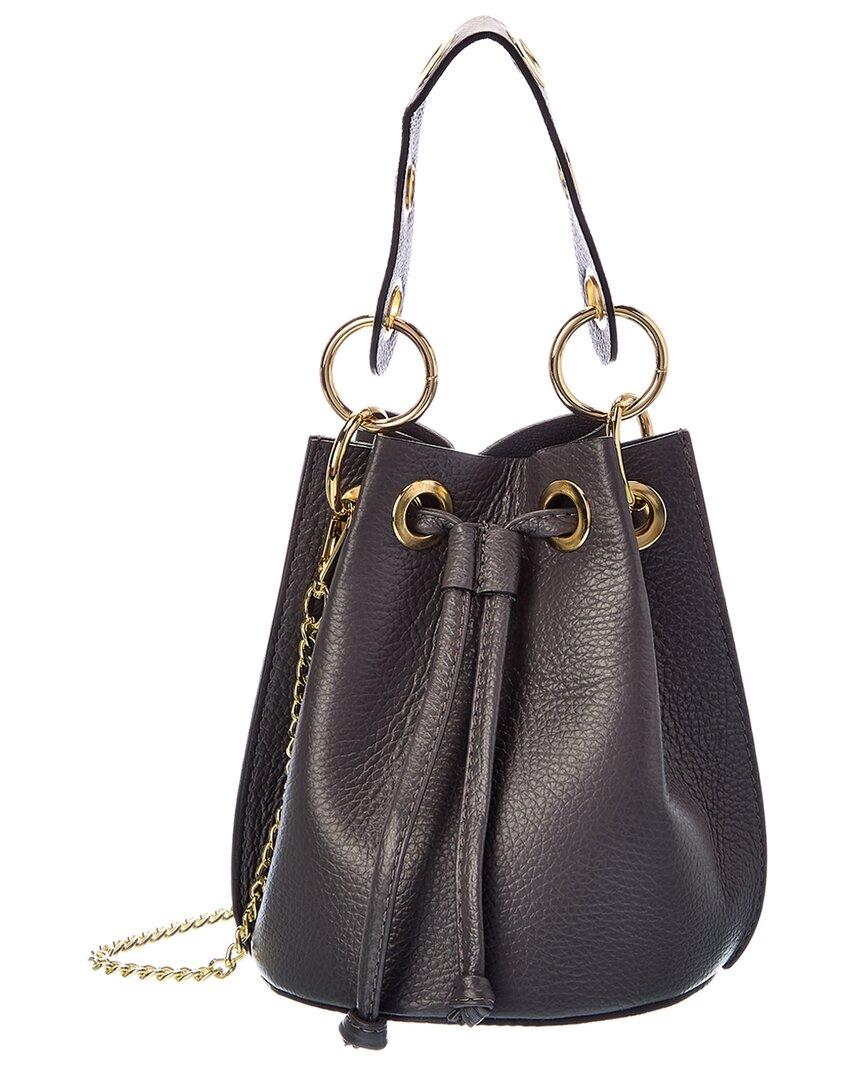 Italian Leather Bucket Bag in Black | Lyst