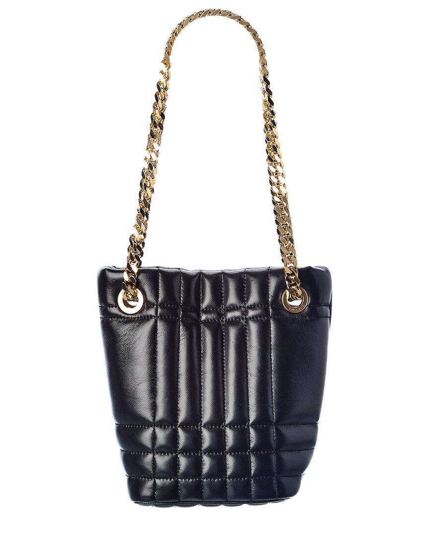 Burberry Lola Mini Quilted Leather Bucket Bag in Black | Lyst