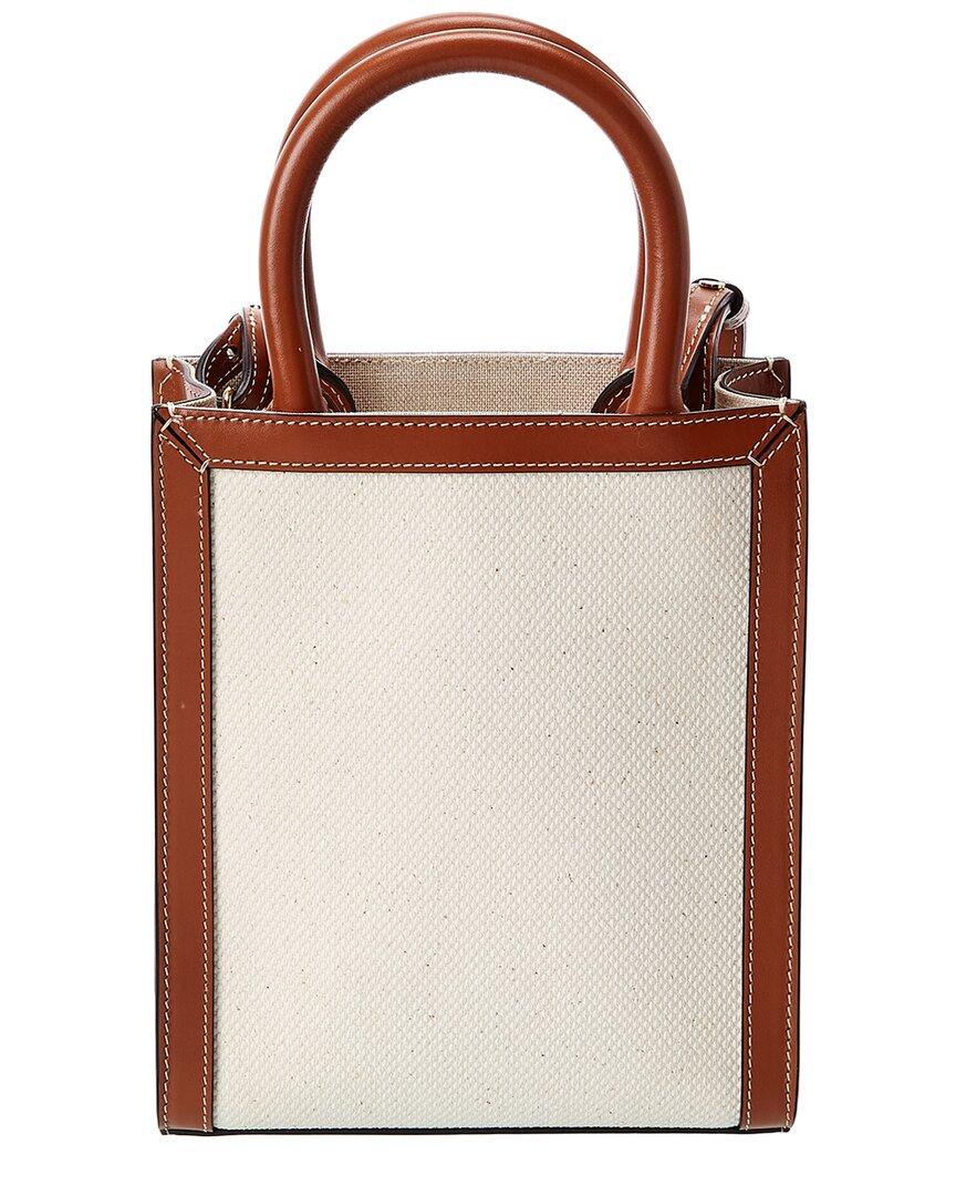 Celine Brown/Off White Canvas and Leather Vertical Cabas Tote