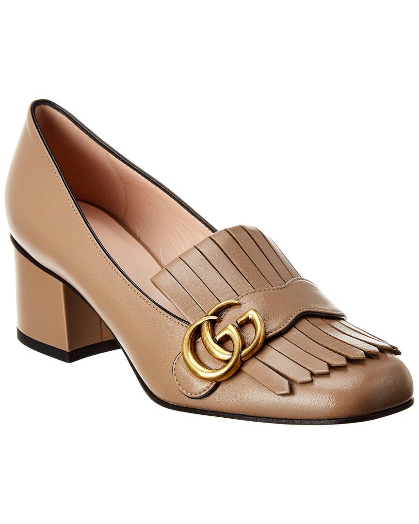 Gucci Leather Midheel Pump With Fringe in Brown Lyst