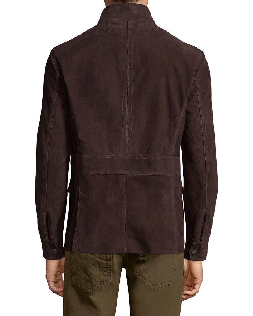 Zegna Suede Field Jacket in Brown for Men | Lyst