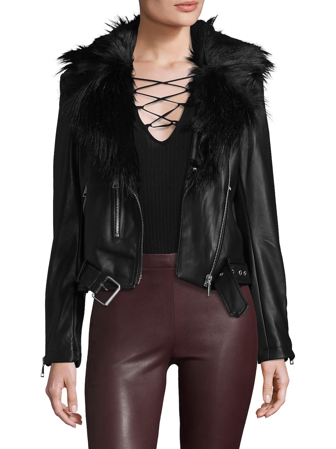 bagatelle textured faux fur jacket
