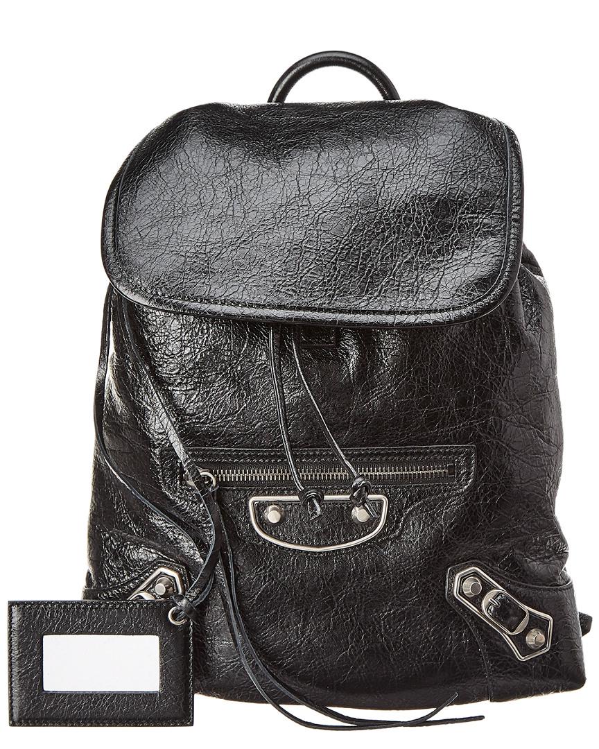 metallic leather backpack