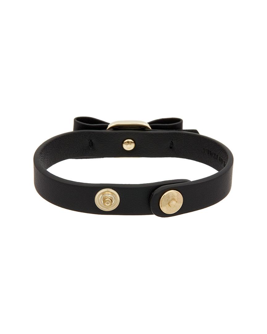 Ferragamo Bow Leather Bracelet in Nero (Black) - Lyst