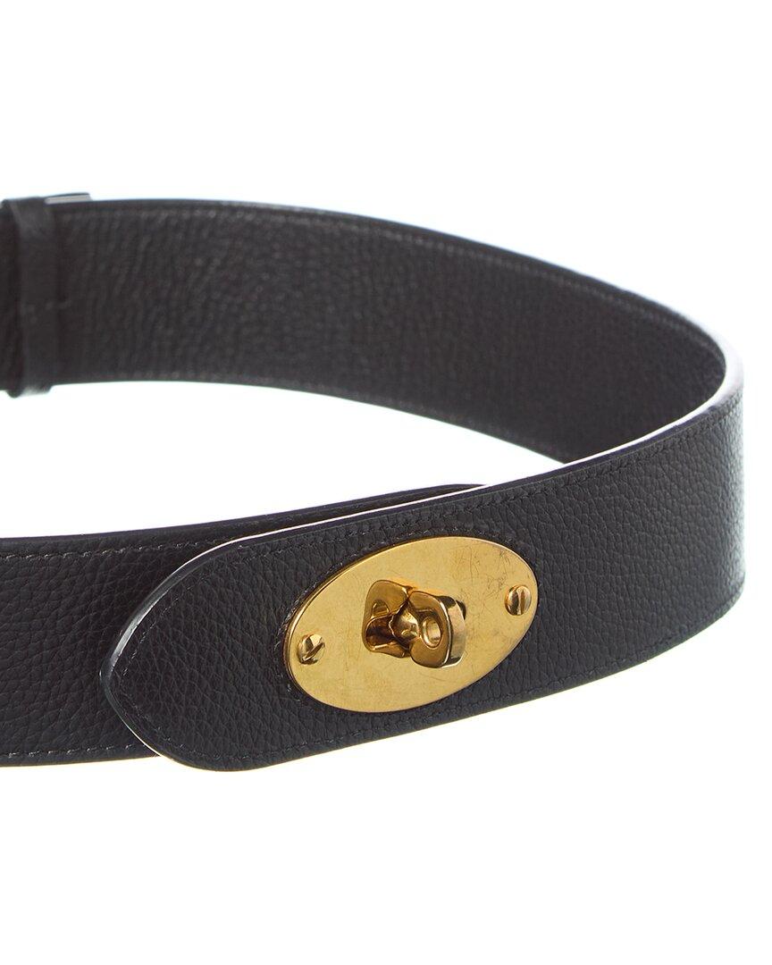 Mulberry Black Leather Belt with Gold Turnlock Mulberry Unisex Leather Belt, Black main image 3