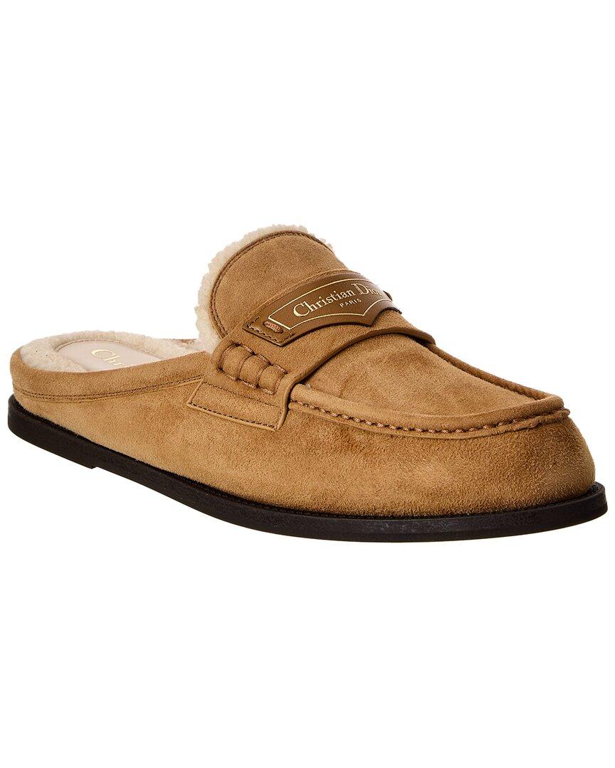 Dior Boy Suede & Shearling Mule in Brown | Lyst UK