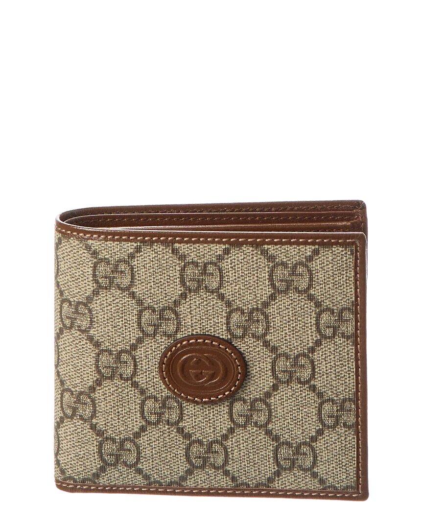 Gucci Interlocking GG Supreme Canvas & Leather Bifold Wallet in Brown for Men | Lyst