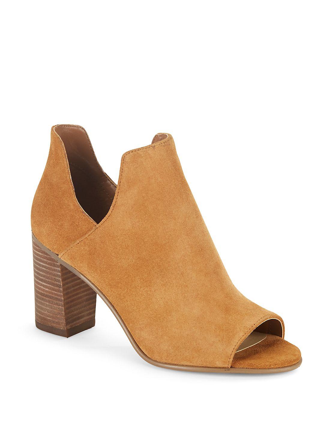 cognac open toe booties