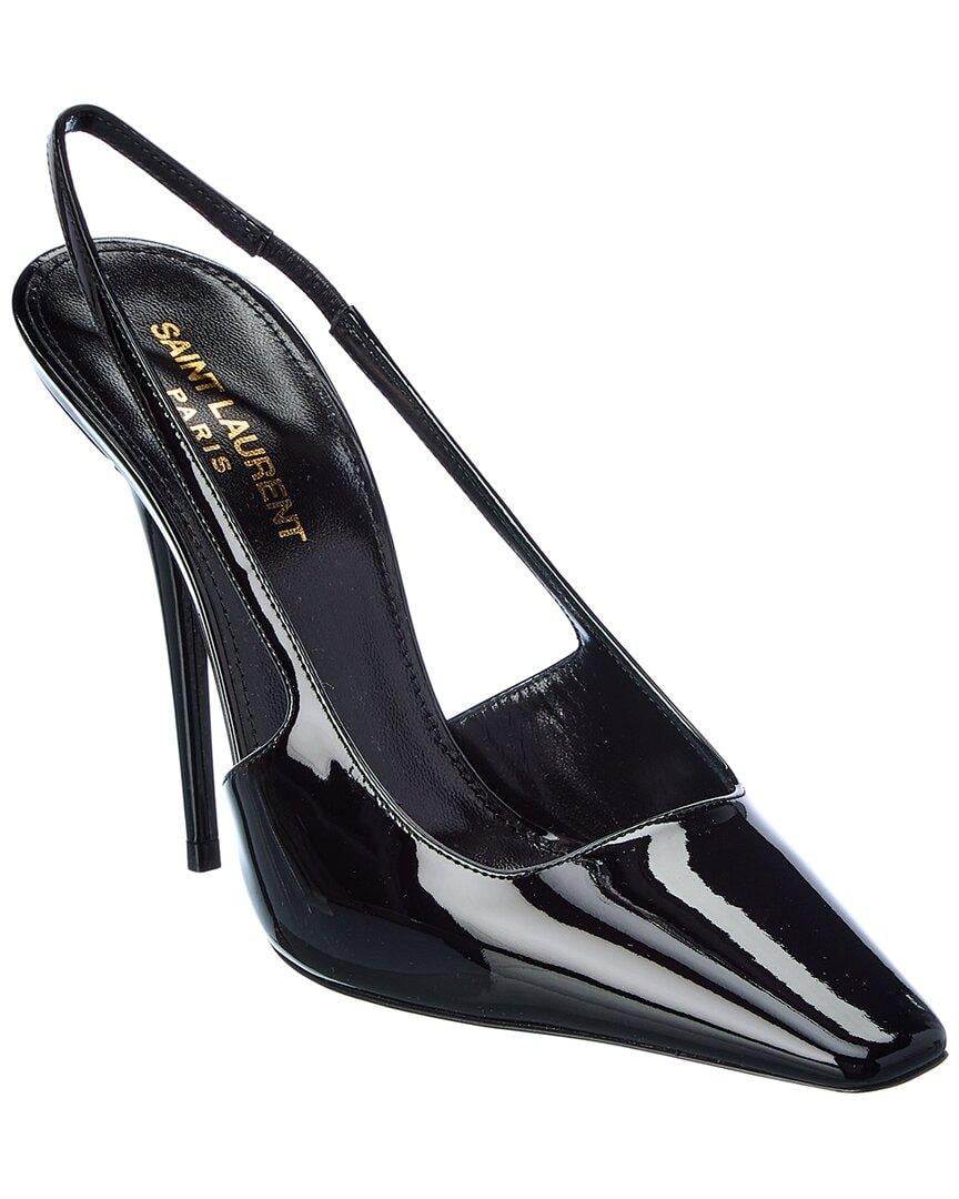 Saint Laurent Tom 110 Patent Slingback Pump in Black | Lyst