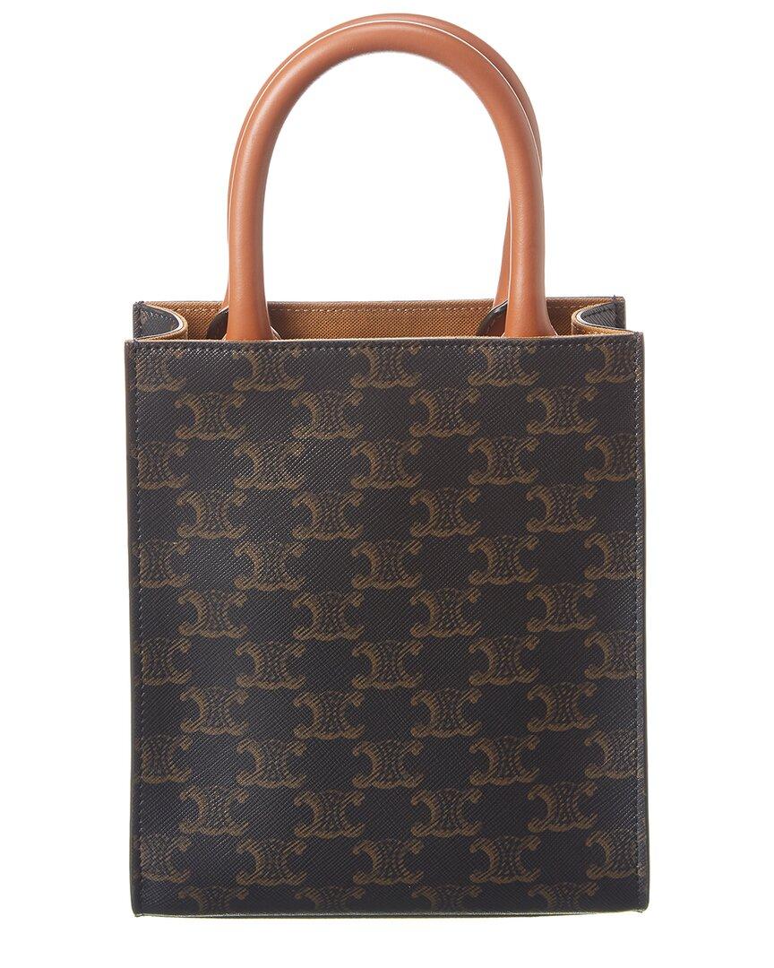 Celine Vertical Cabas Mini Canvas Leather Tote in Black Lyst