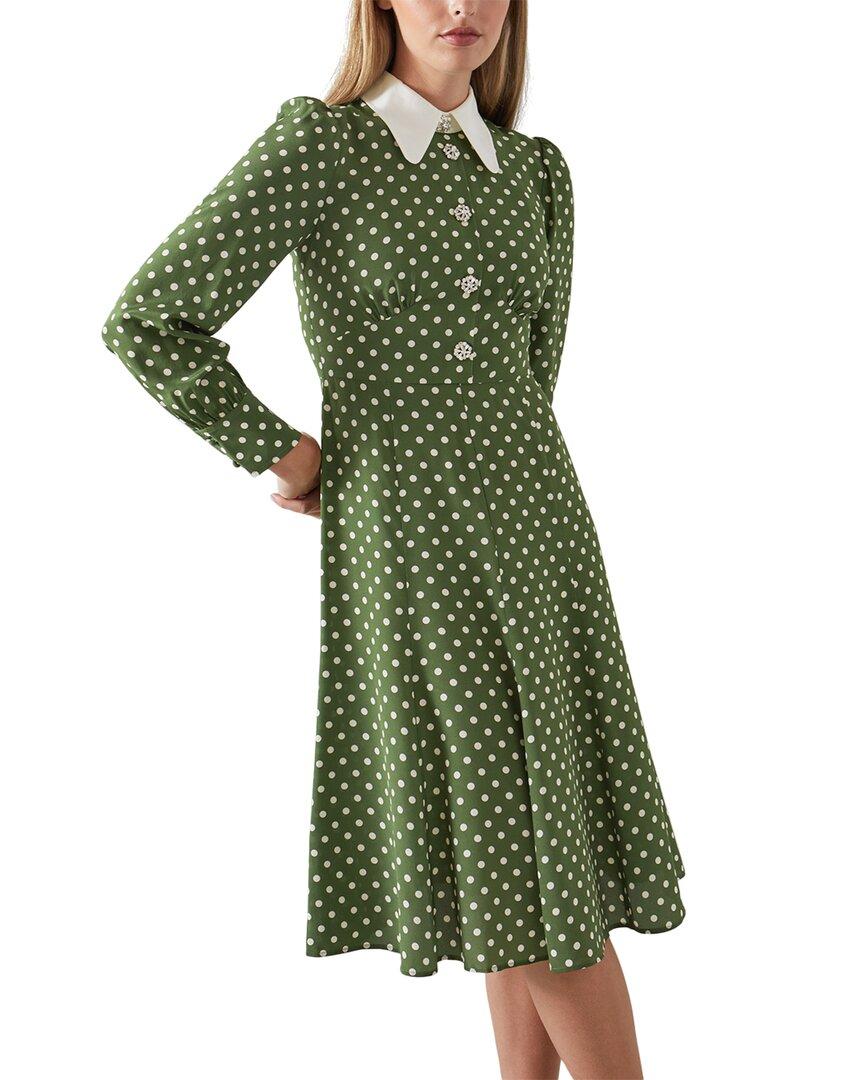 lk bennett green dress LK Bennett Keira Emerald Green Silk Blend Dress Size 8 UK BNWT