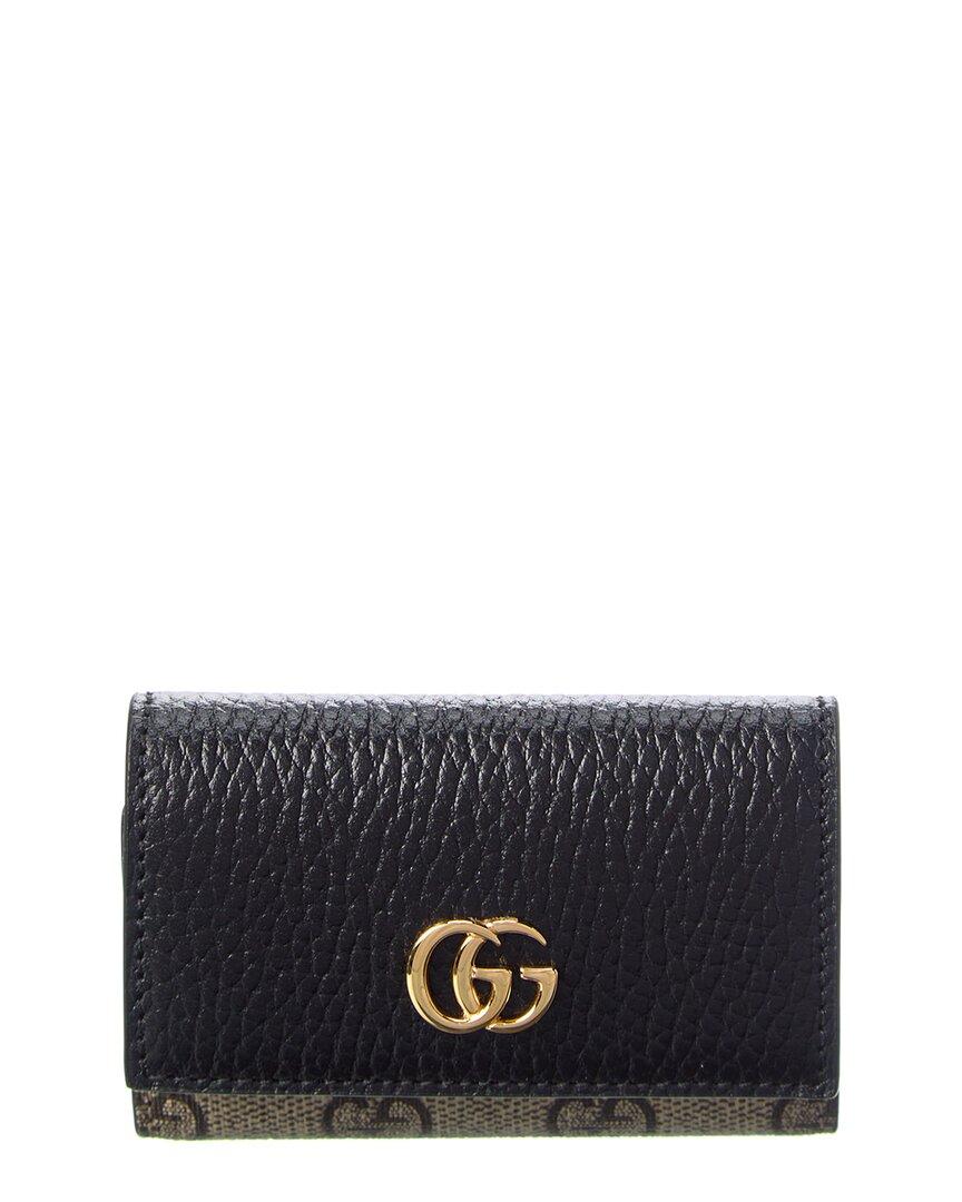 Gucci GG Marmont GG Supreme Canvas & Leather Keycase in Black