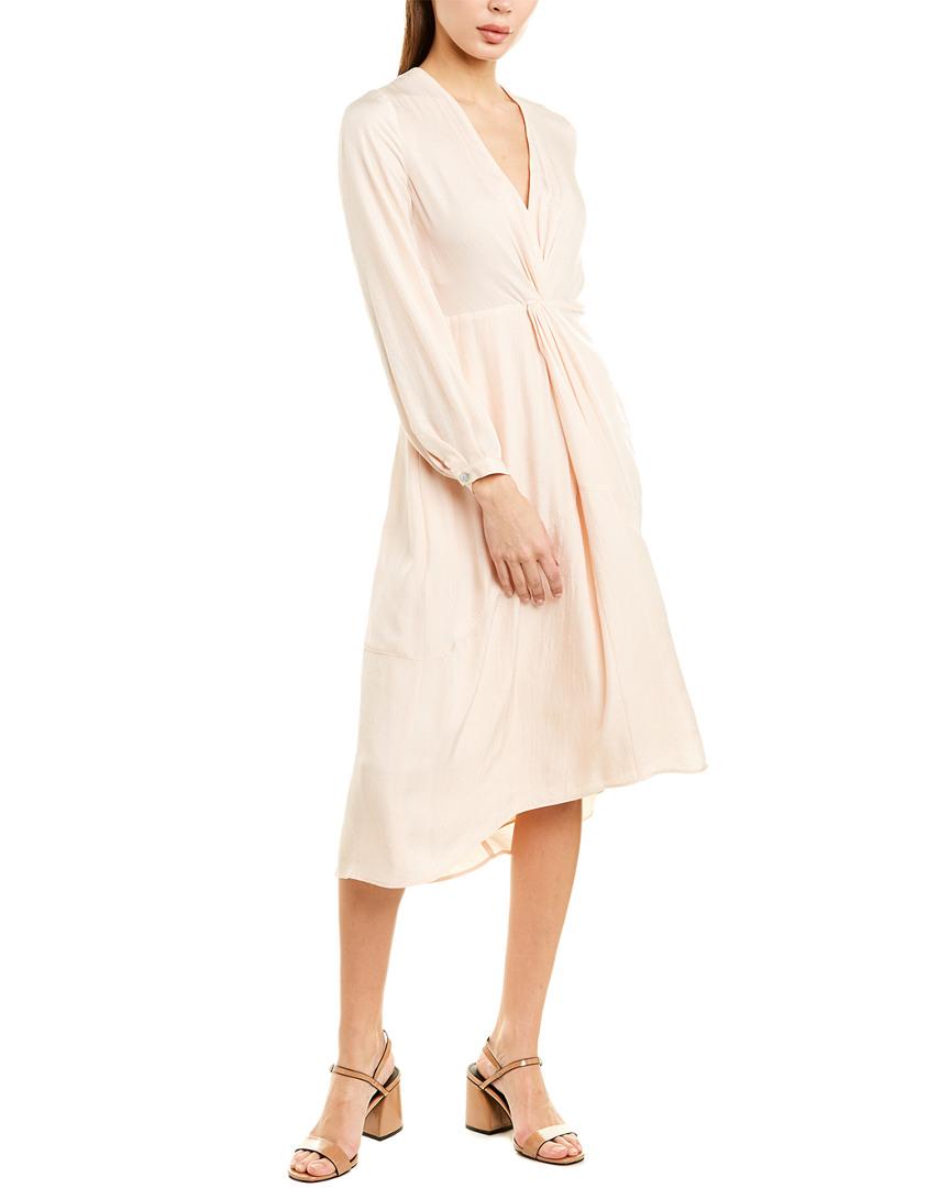 vince draped silk panel midi dress