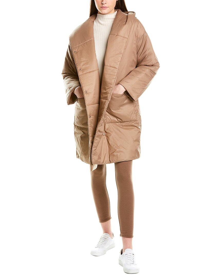 Eileen Fisher Hooded Coat in Natural | Lyst