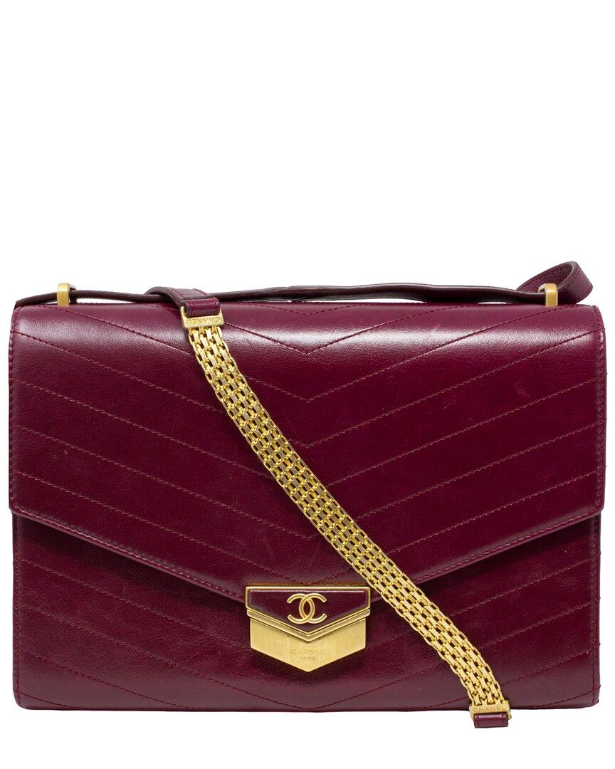 Chanel Limited Edition Burgundy Quilted Aged Calfskin Leather 2018  Paris-hamburg Chevron Medal Large Flap Bag in Purple