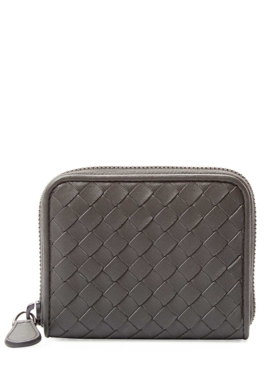Bottega Veneta Leather Intrecciato Nappa Short Zip Around Wallet 