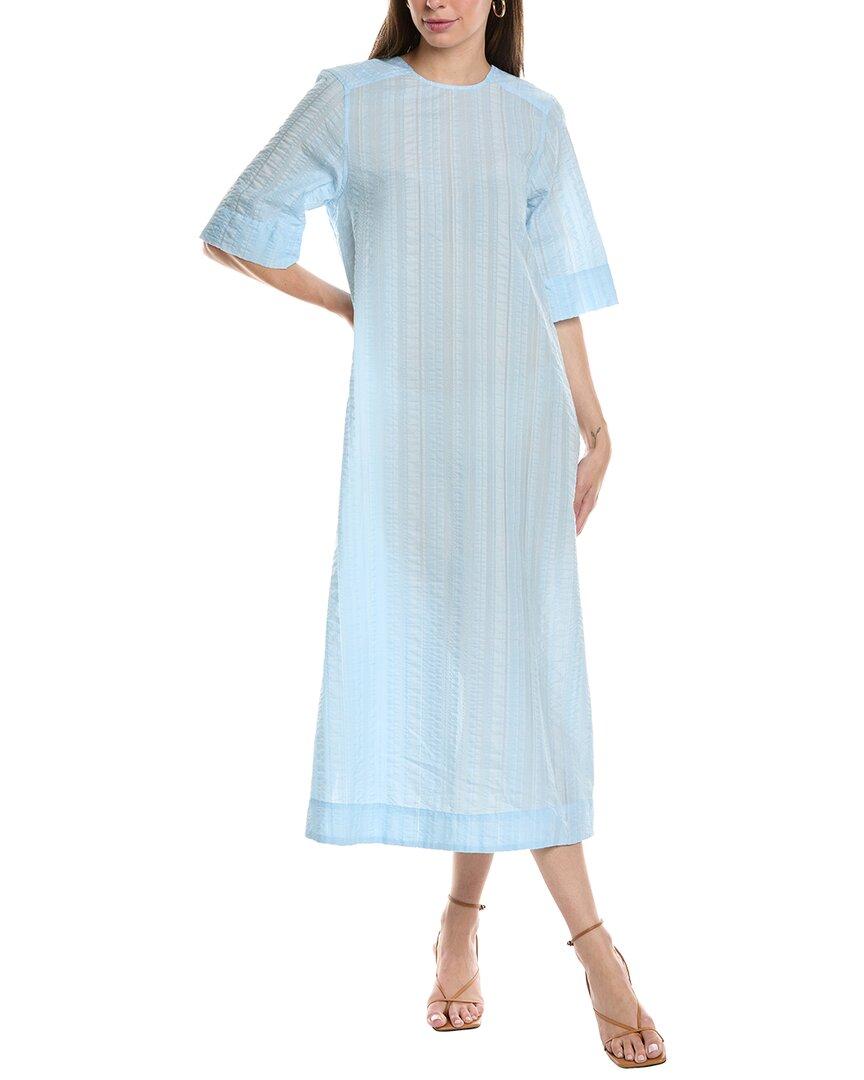 Ganni seersucker check maxi dress hotsell