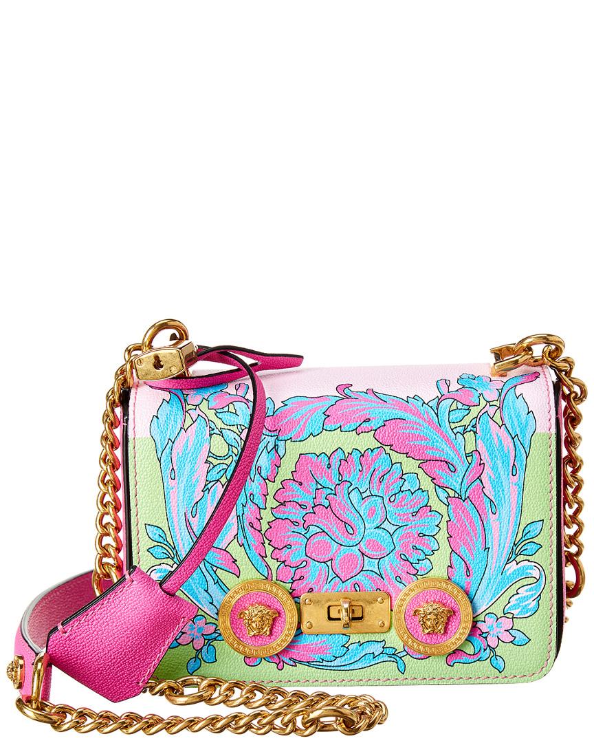 Versace Small Technicolor Baroque Print Leather Shoulder Bag in Pink | Lyst