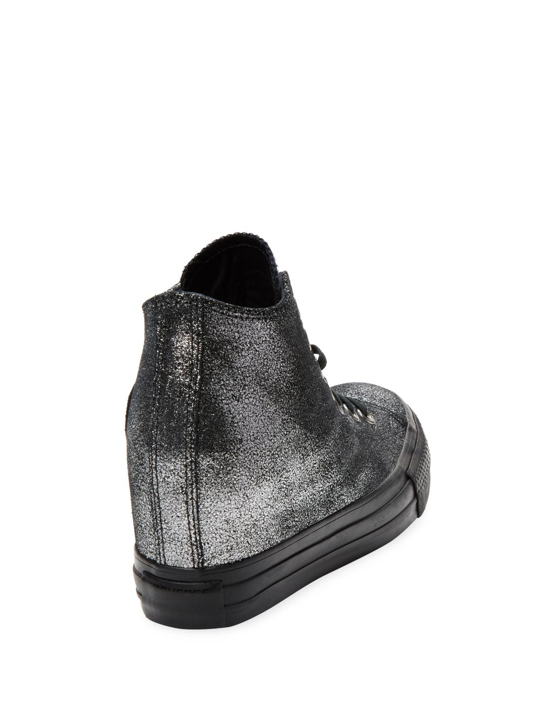 Converse Leather Chuck Taylor Lux Hidden Wedge Sneaker in  Silver/Black/Black (Black) | Lyst