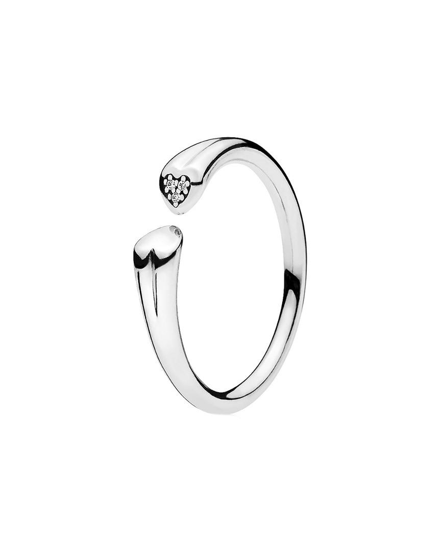 PANDORA Silver Cz Two Hearts Ring in White | Lyst