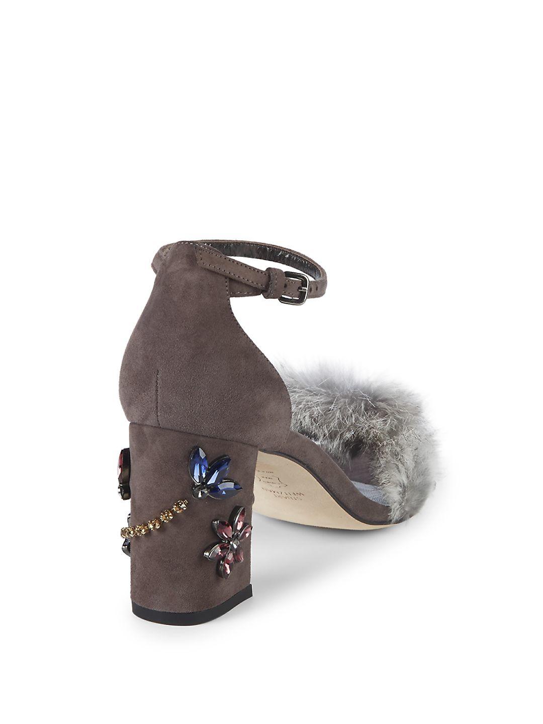 stuart weitzman fur sandals