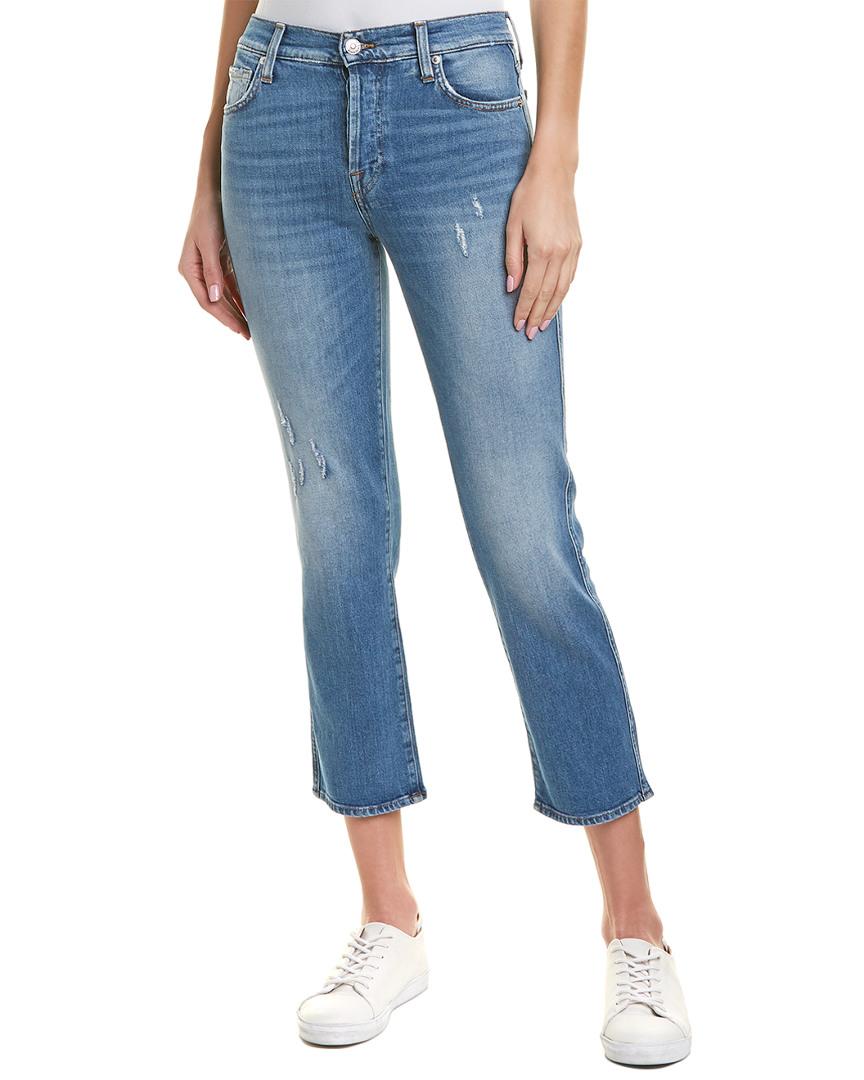 7 For All Mankind Cotton 7 For All Mankind Edie Daydream High-rise Crop  Straight Leg in Blue - Lyst