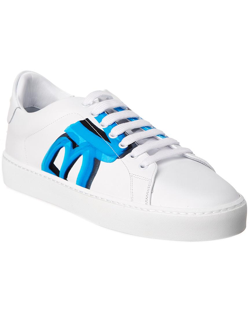 Burberry Graffiti Print Leather Sneakers in White Lyst Burberry Graffiti Print Leather Sneakers in White Lyst