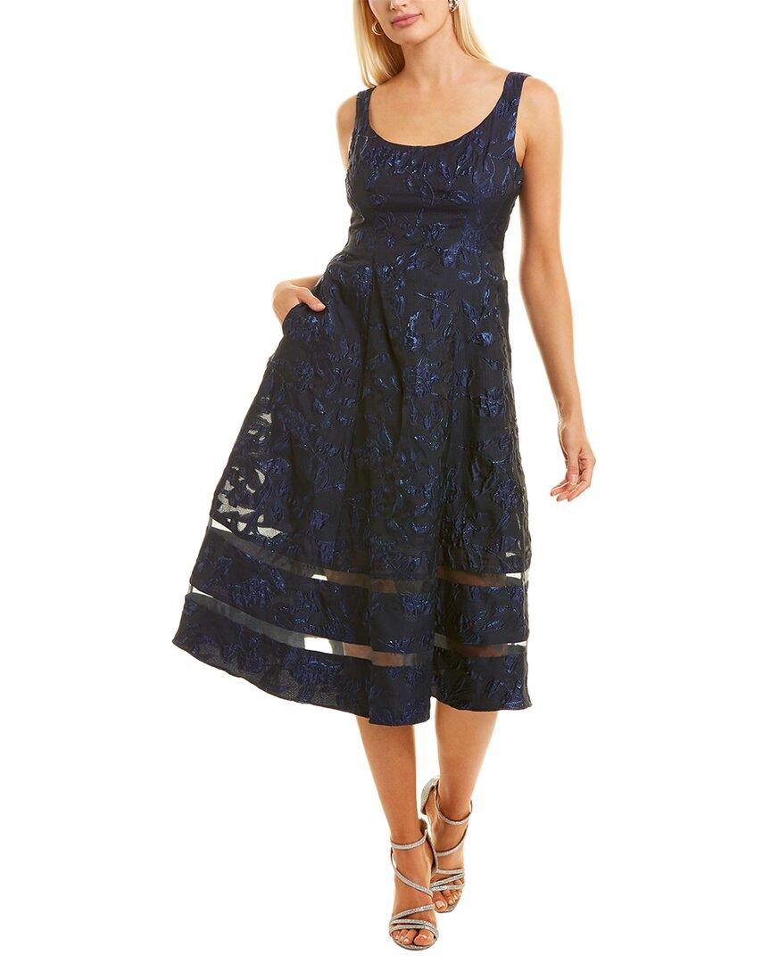 Adrianna Papell Synthetic Floral Organza Jacquard Midi Dress in Navy (Blue)  - Save 57% | Lyst