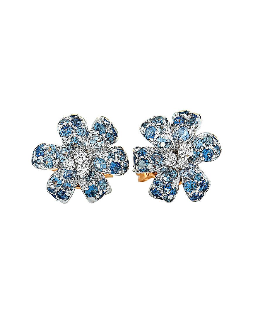 Gucci 18k Flora Two-tone 0.95 Ct. Tw. Diamond & Sapphire Earrings in Blue Lyst
