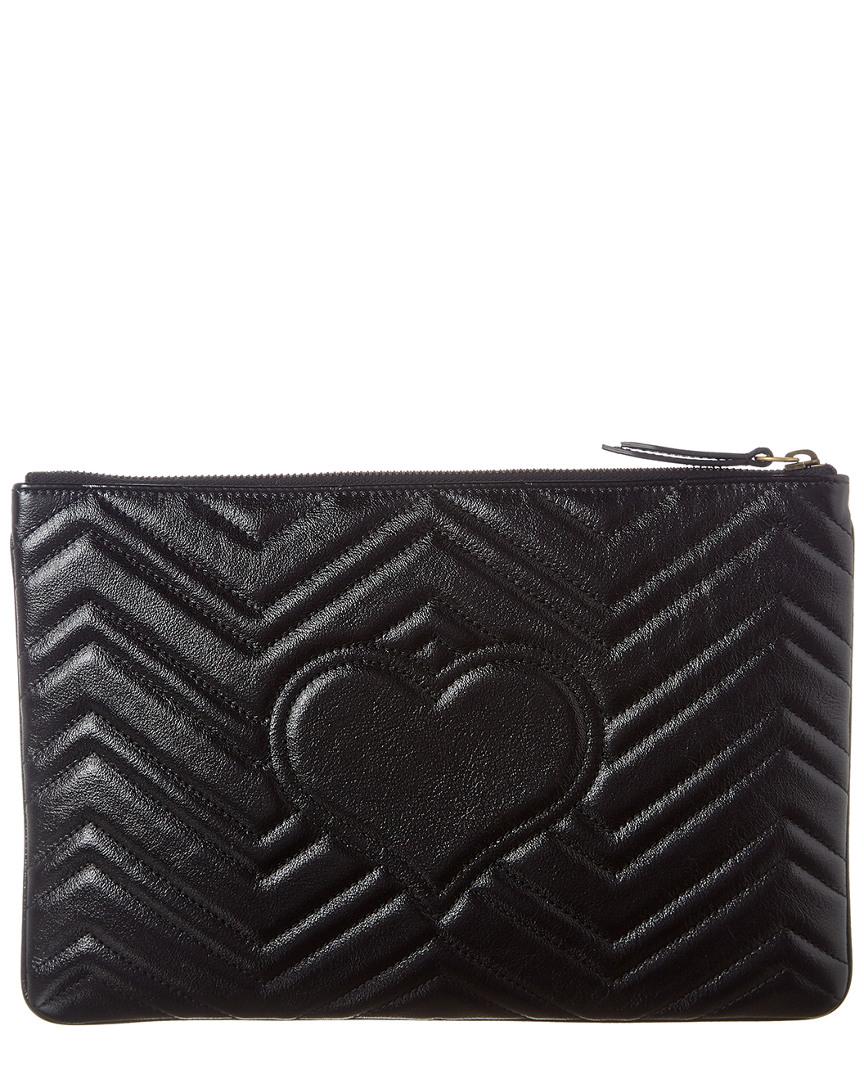 Gucci Black Gg Marmont Heart Leather Coin Purse