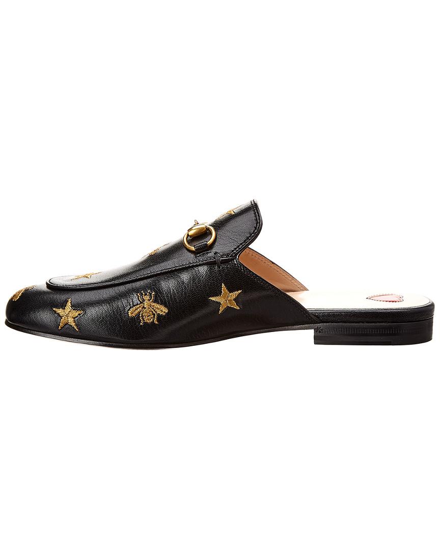ongeluk overhemd Labe Gucci Princetown Embroidered Leather Slipper in Black | Lyst