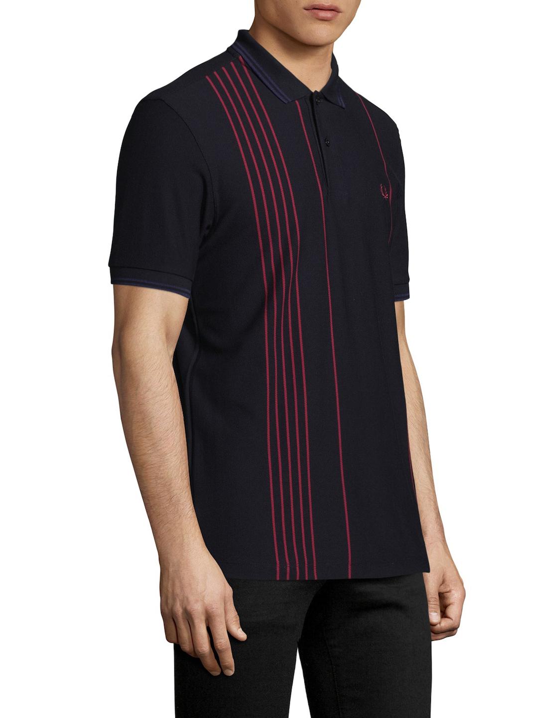 Fred Perry Vertical Striped Polo Shirt in Blue for Men | Lyst