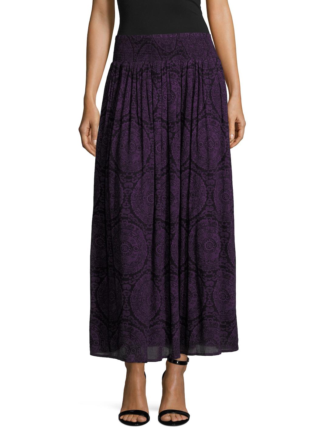 smocked waist maxi skirt