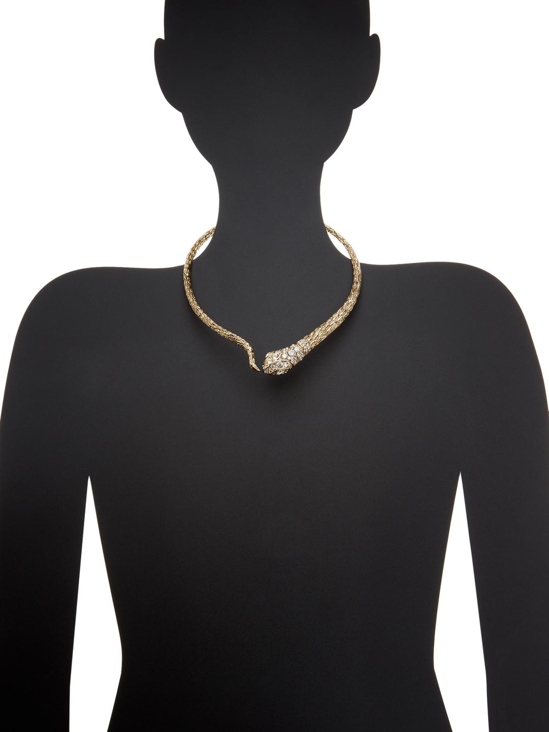 Gold Crystal Snake Collar Necklace 