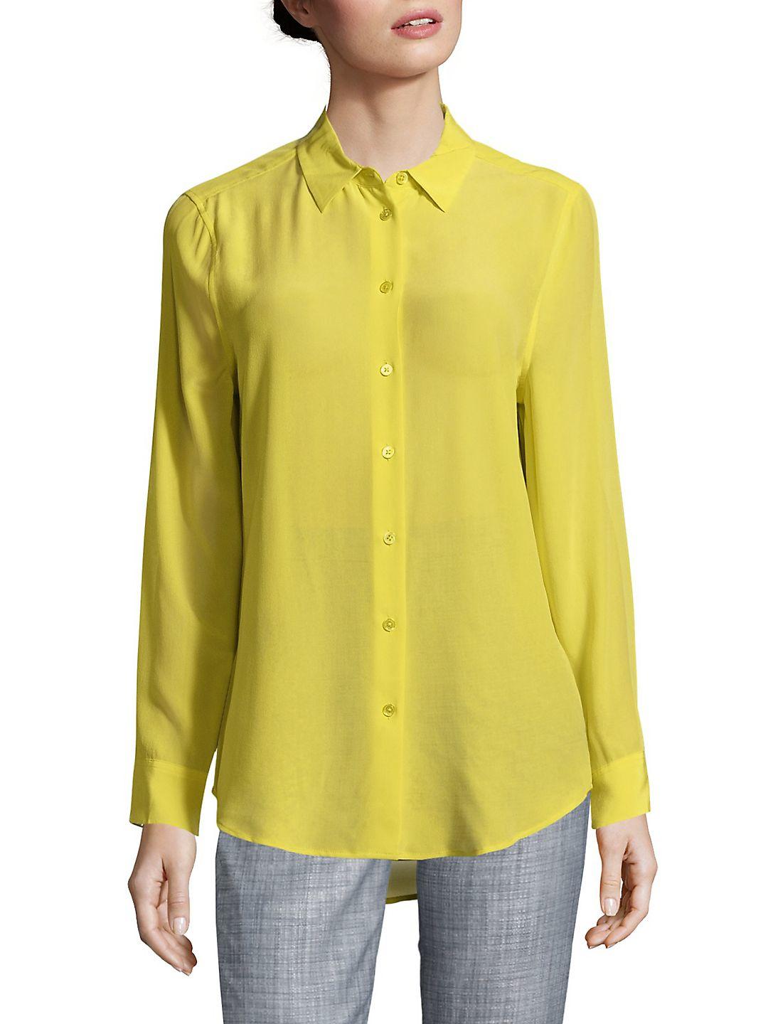 Lemon Zest Silk Button-down Shirt 