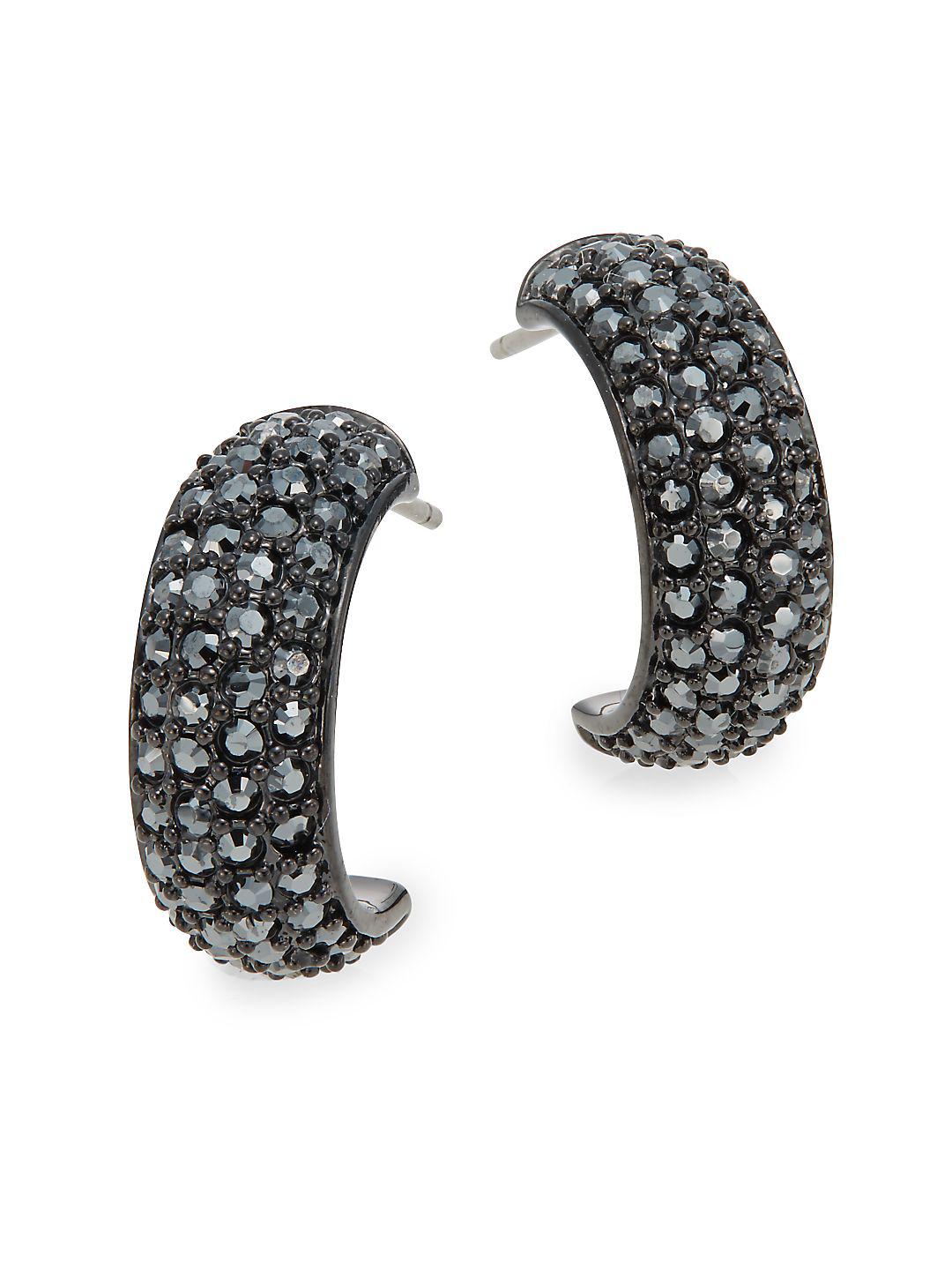 Swarovski Palace Crystal Hoop Earrings in Black | Lyst
